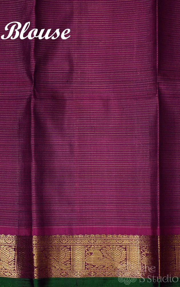 Violet vairaoosi kanjivaram silk saree with small border