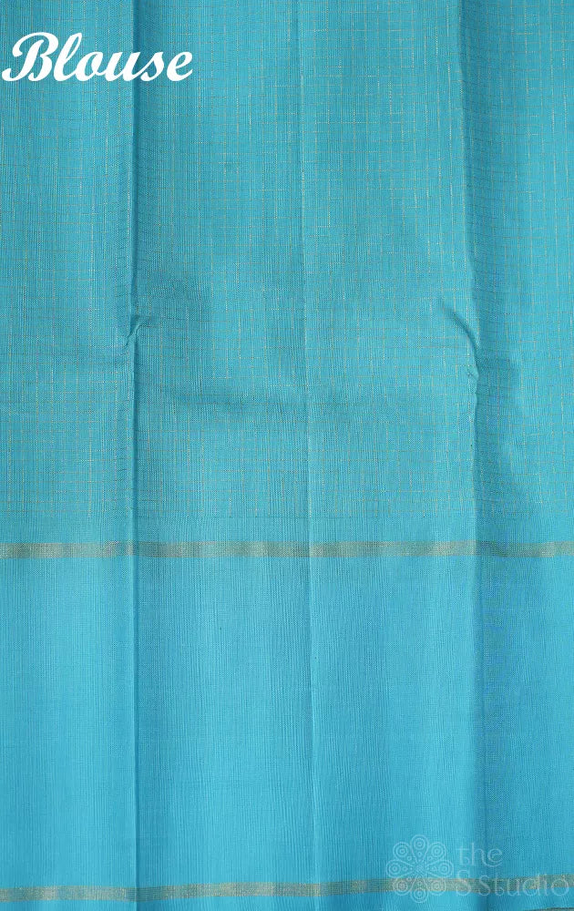 Light blue kanchi silk saree with sky blue border