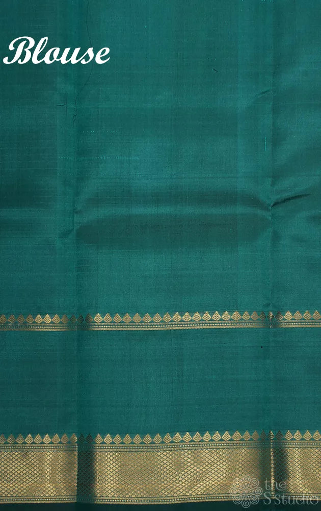 Rama blue small zari checks kanchipuram silk saree