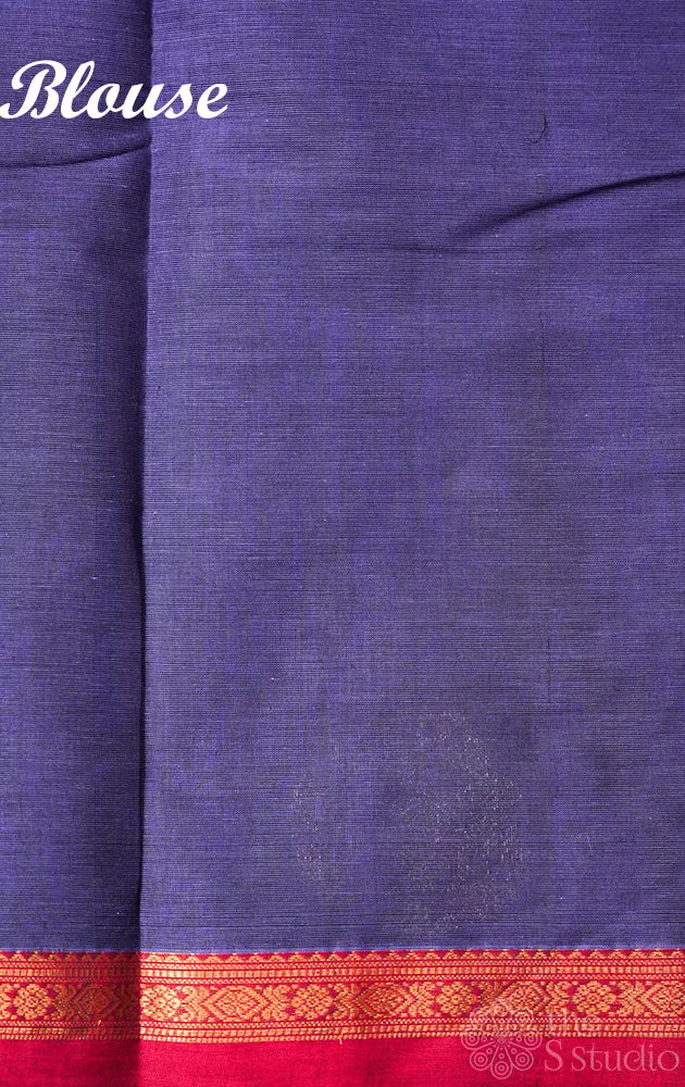 Pale violet handloom kanchi cotton saree with small border and rich pallu