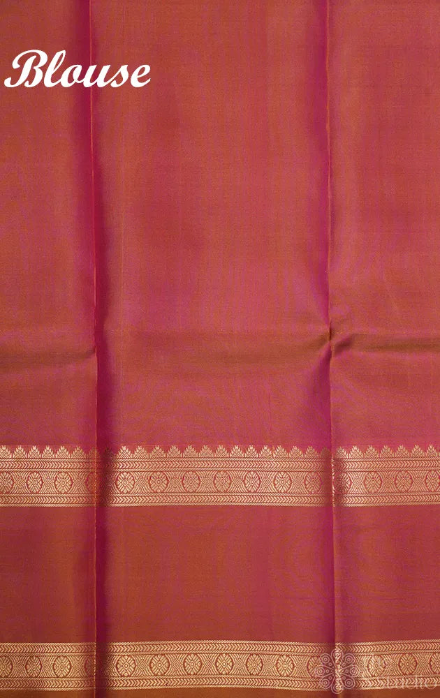 Dual tone lavendar peach kanchi silk saree with rettaipet peach border