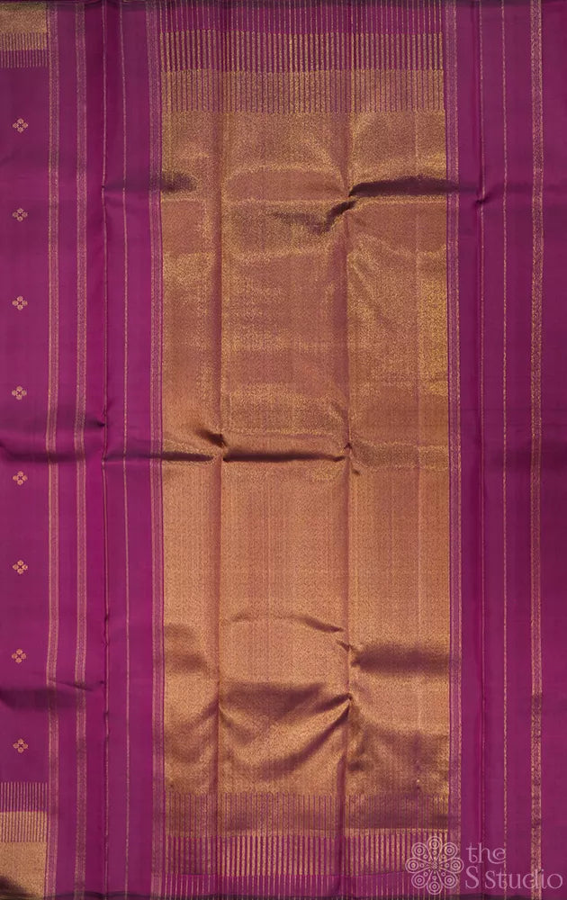Purple kanjivaram silk saree with buttas and seepu reku border