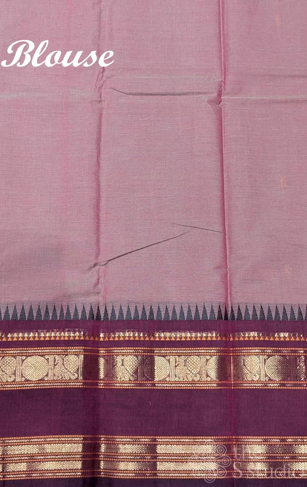 Cocoa brown kanchi cotton saree with brown rettaipet border