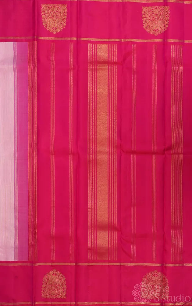 Baby pink kanchipuram silk saree with ranipink border