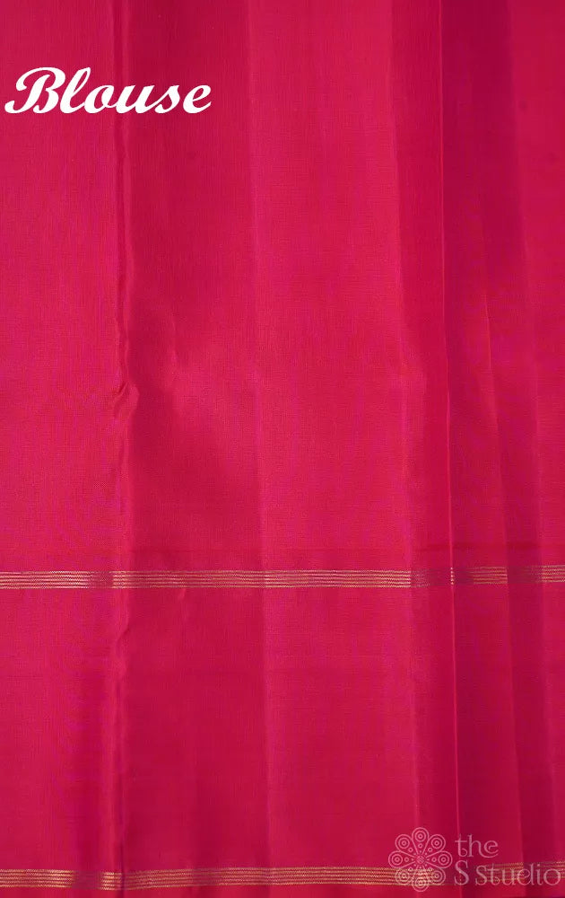 Baby pink kanchipuram silk saree with ranipink border