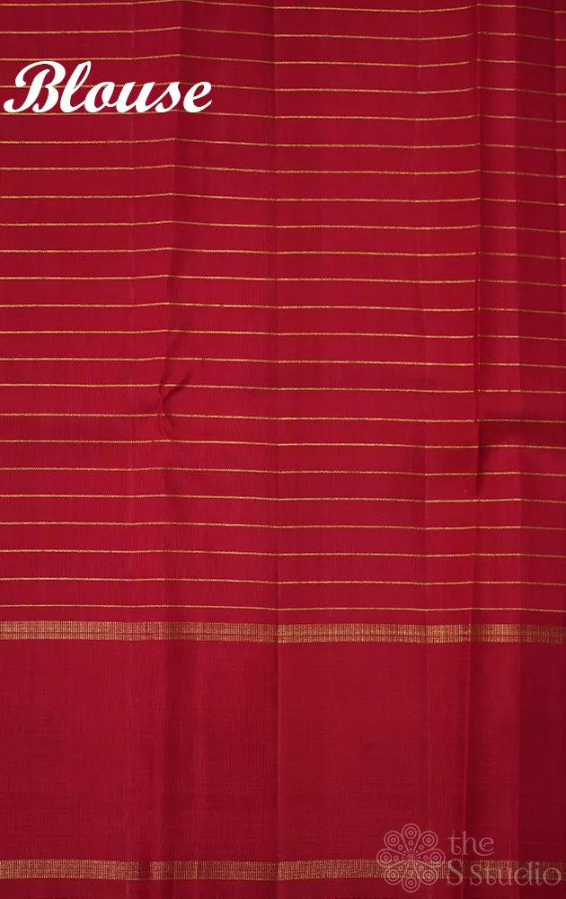 Paalum pazhamum checked kanjivaram saree with korvai red border