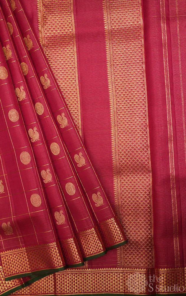 Maroon vairaoosi madisar kanchipuram silk saree for wedding