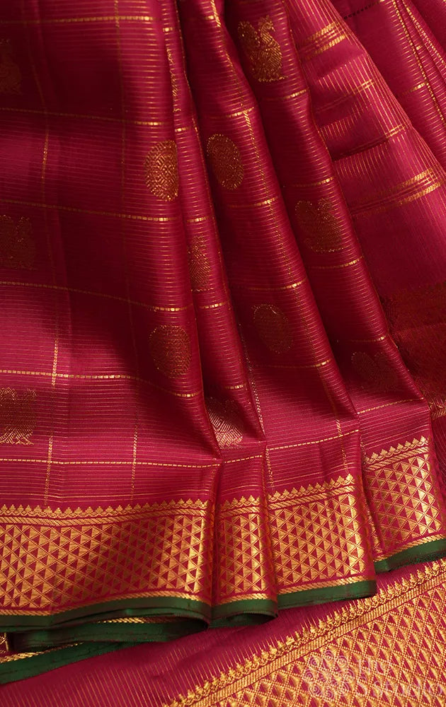 Maroon vairaoosi madisar kanchipuram silk saree for wedding