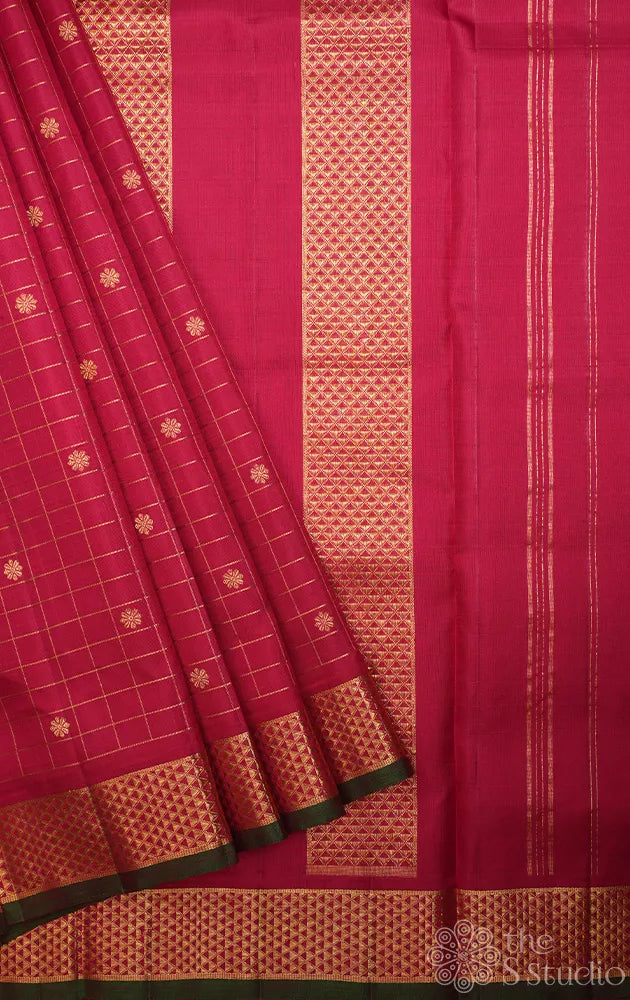 Maroon madisar kanchipuram silk saree for bride