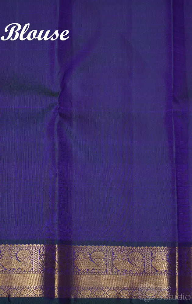 Peacock blue zari checked kanjivaram silk saree