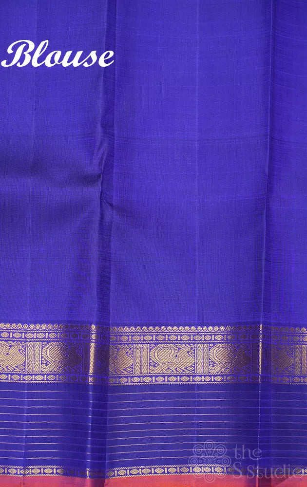 Purple kanjeevaram silk saree  with deep blue border