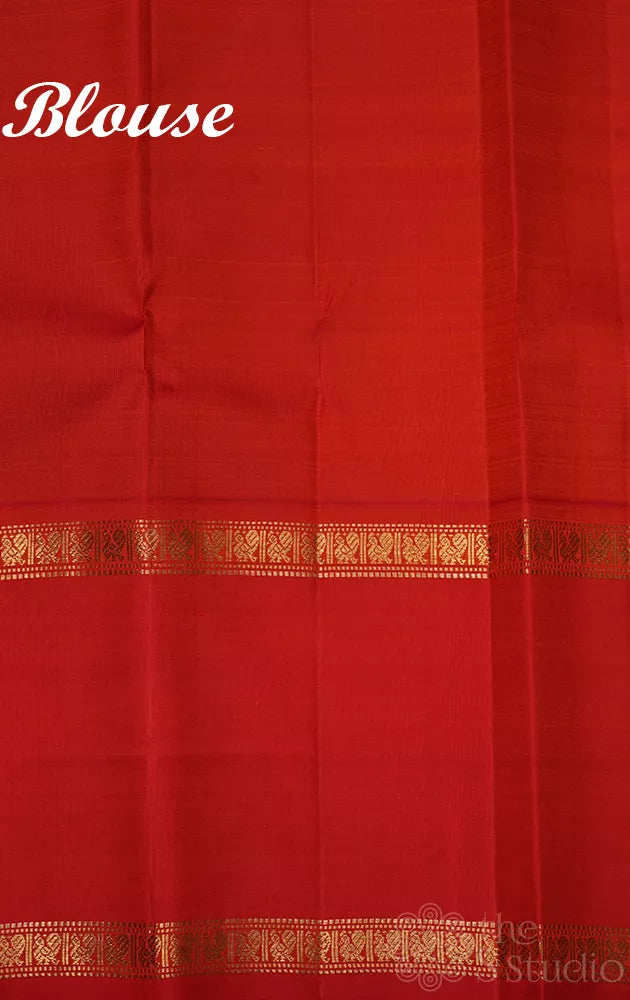 Cocoa brown kanchipuram silk saree with red korvai border
