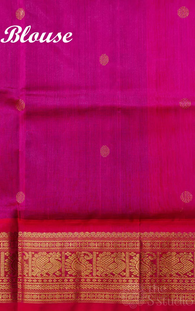 MS blue handwoven cotton silk saree with korvai zari border