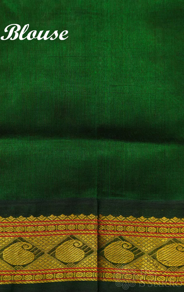 Red and white checked handwoven kanchipuram silk cotton saree with korvai rettaipet border