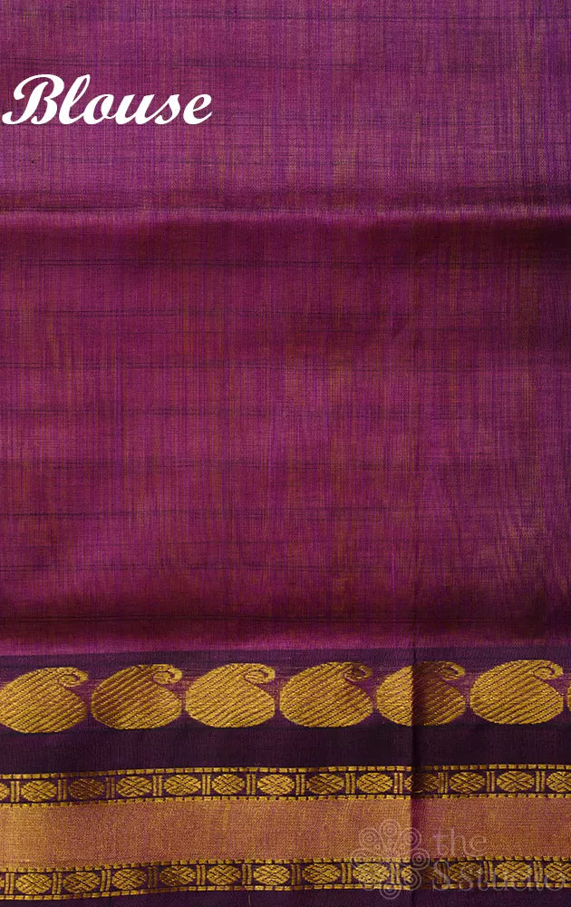 Peachish yellow dual tone  cotton silk saree with checks