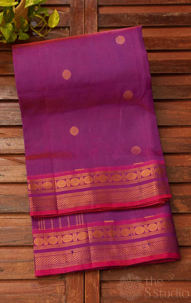 Purple vairaoosi handloom cotton silk saree with zari border