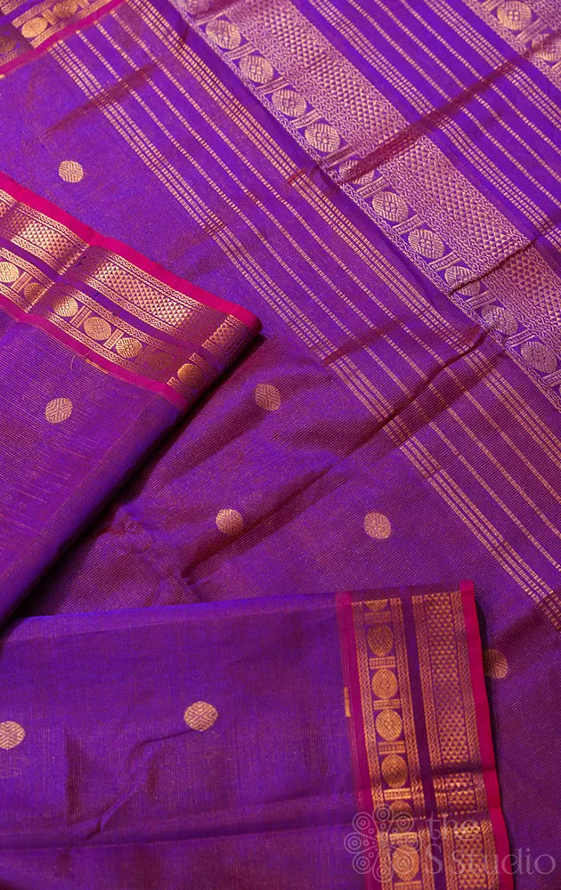 Purple vairaoosi handloom cotton silk saree with zari border