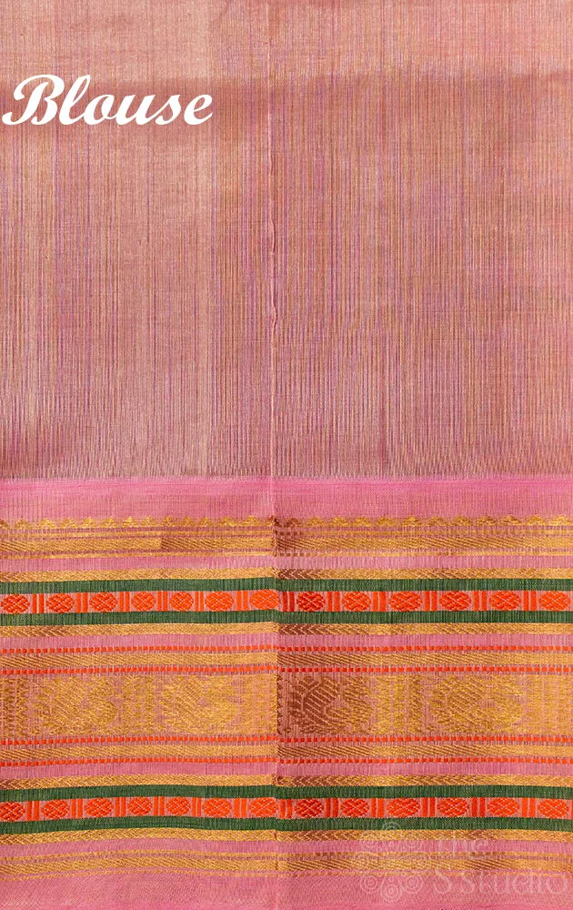 Maroon handloom silk cotton saree with pink border