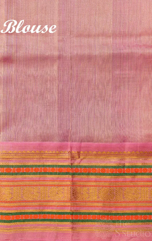 Magenta silk cotton saree with korvai onion pink border