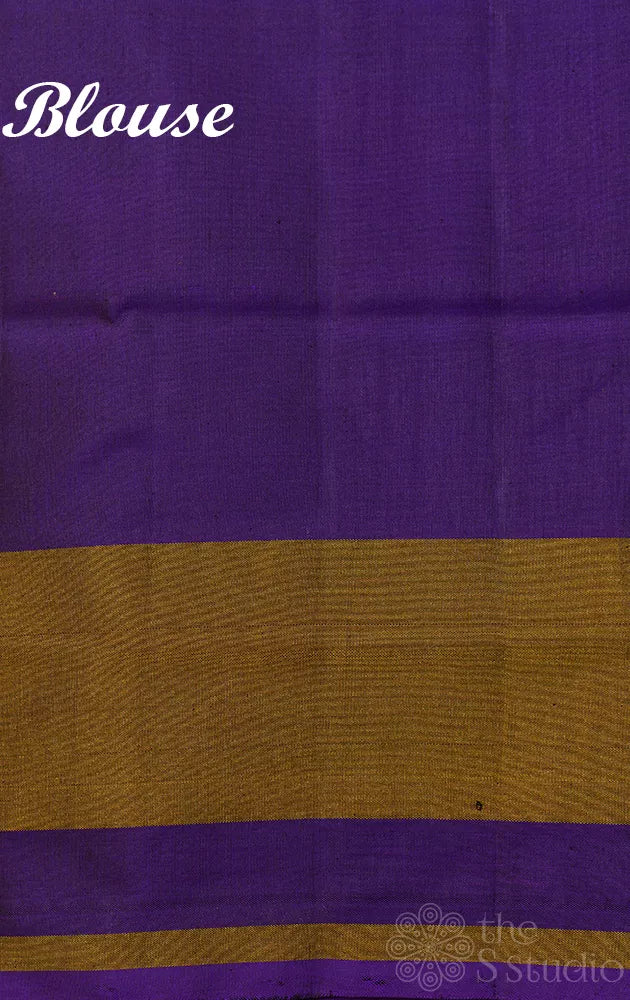 Violet patola pattu saree with all over ikat design and tissue border