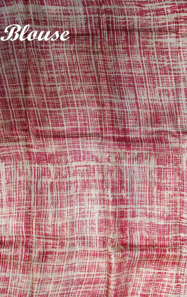 Violet tussar silk saree with batik prints