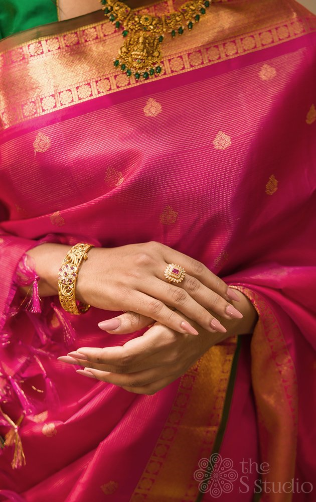 Rani Pink Vaira Oosi Kanchi Silk Saree