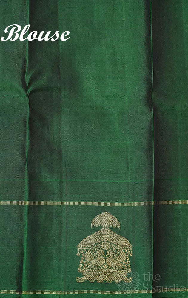 Lavendar kanjeevaram silk saree with green butta woven border