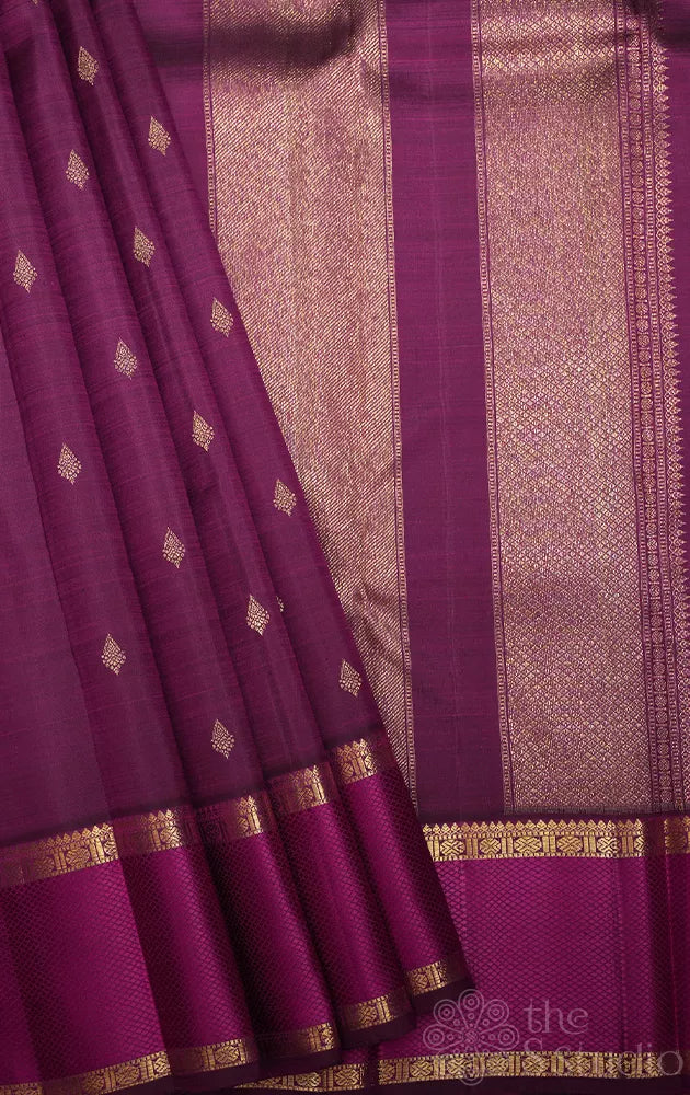 Purple kanchi pattu saree with magenta border
