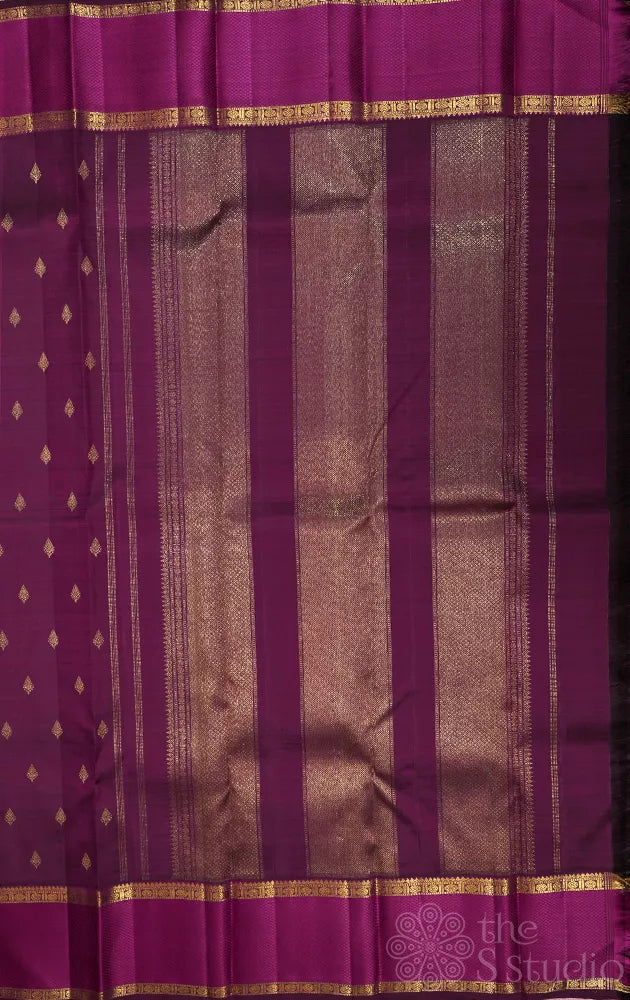 Purple kanchi pattu saree with magenta border