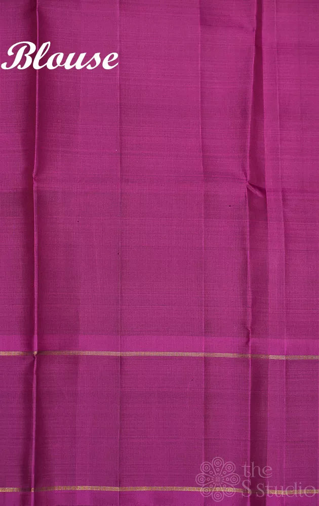 Purple kanjivaram silk saree with thread lines and simple zari border