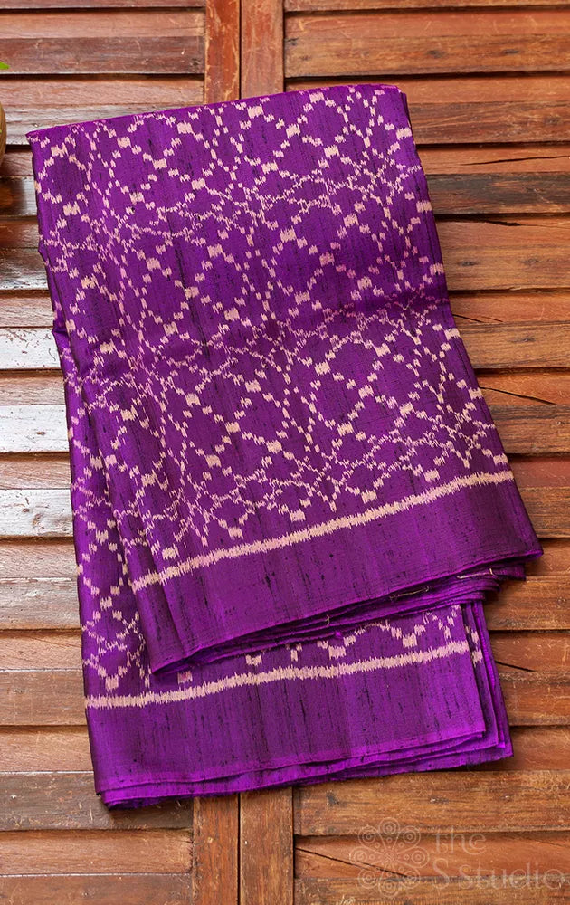 Royal Purple rajkot patola ikkat pure silk saree with pichwai design weave pallu