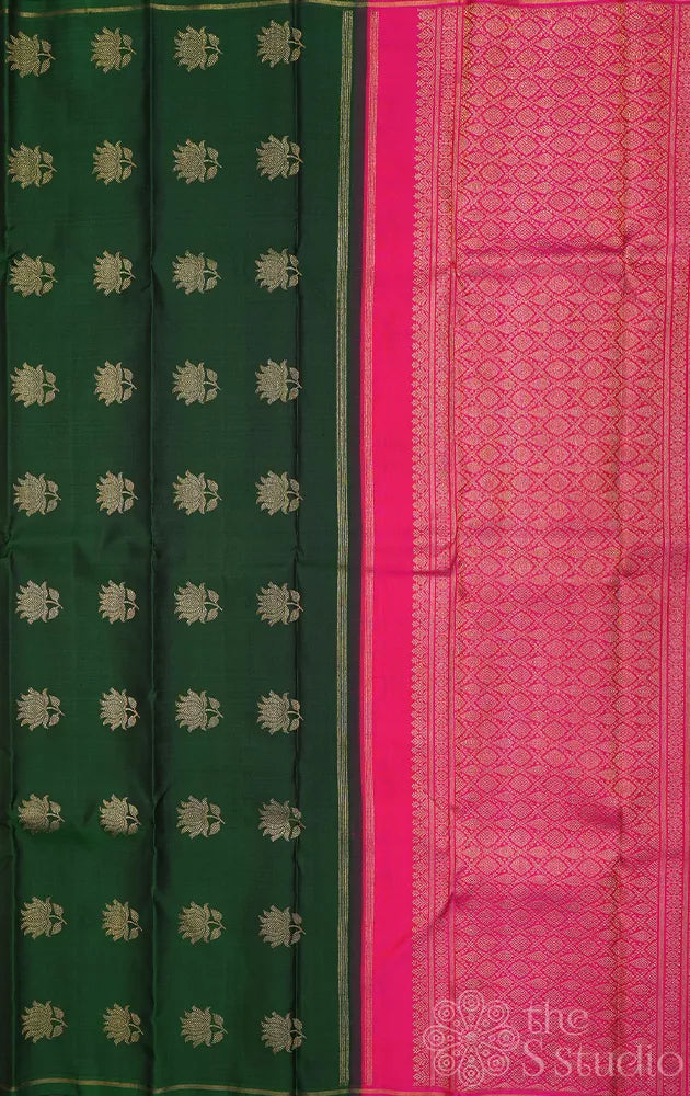 Mango yellow kanchipuram silk saree with double pallu