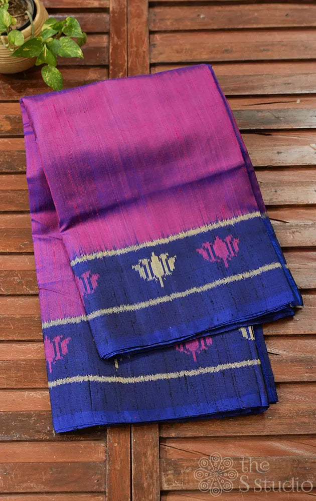 Magenta rajkot patola raw silk saree with pichwai pallu