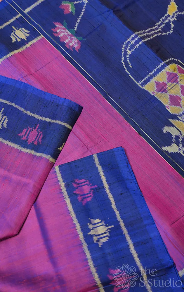 Magenta rajkot patola raw silk saree with pichwai pallu