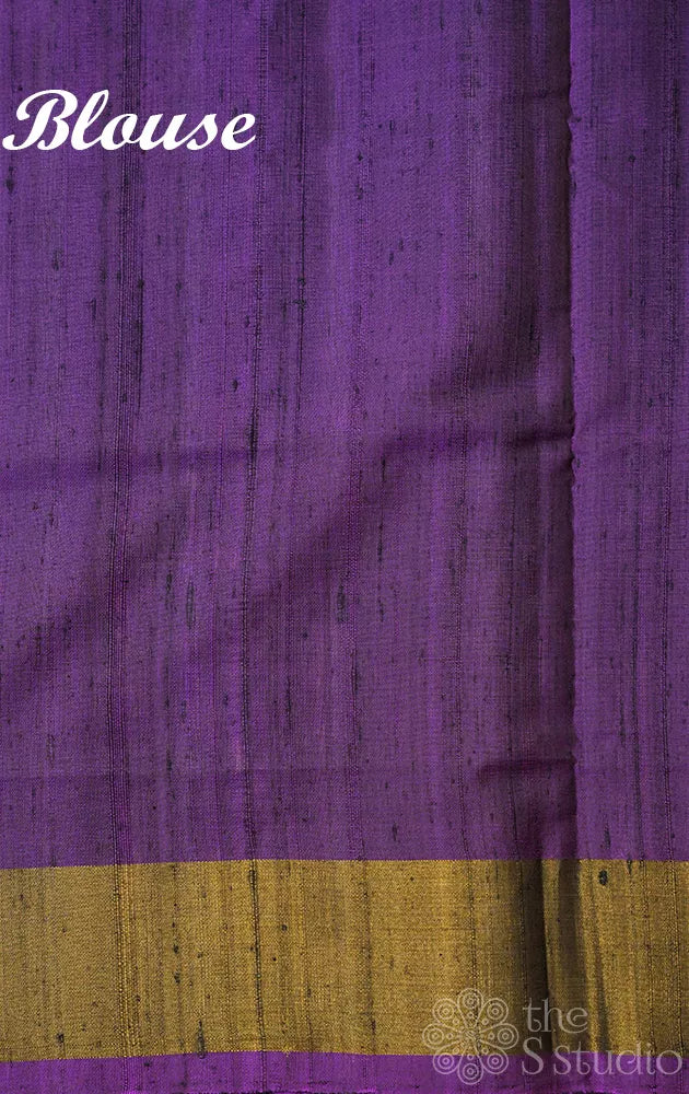 Purple patola raw silk saree with zari border