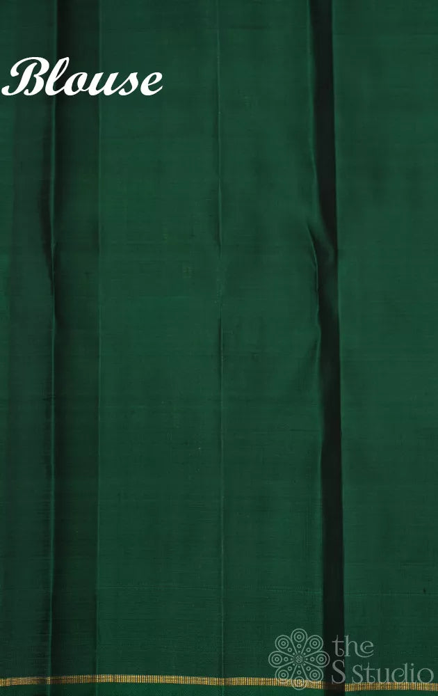 Red kanjivaram silk saree with corner adai woven buttas