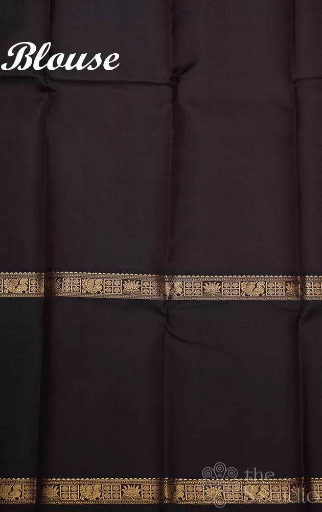 Deep jamun mubbagam kanchi silk saree with rettaipet long border