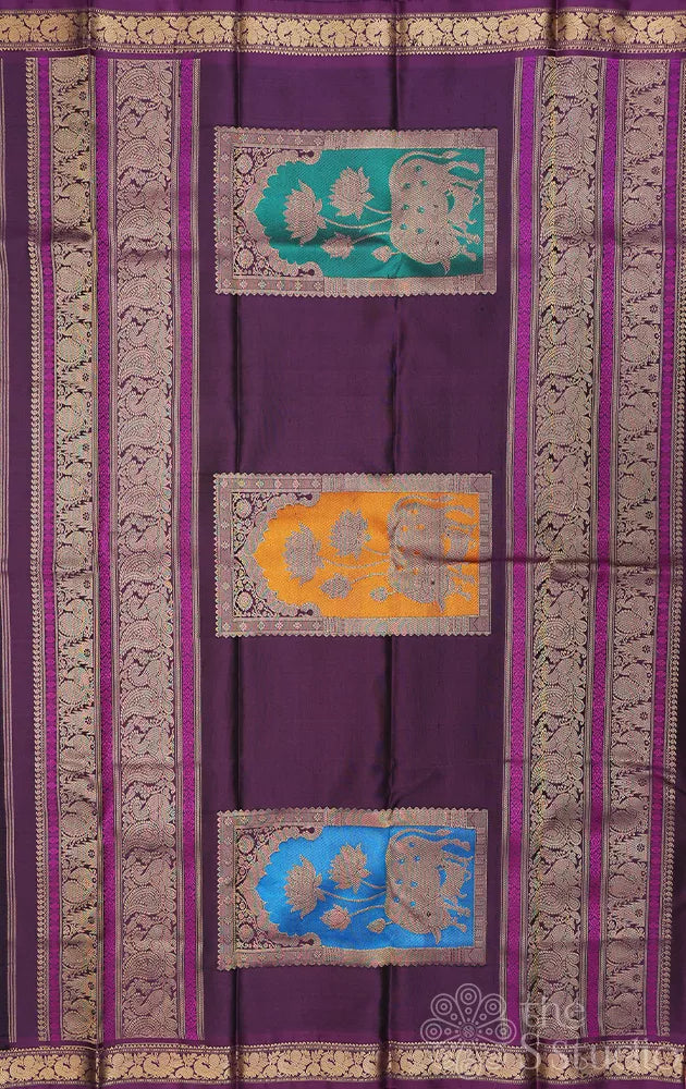 Black kanjeevaram silk saree with pichwai pallu