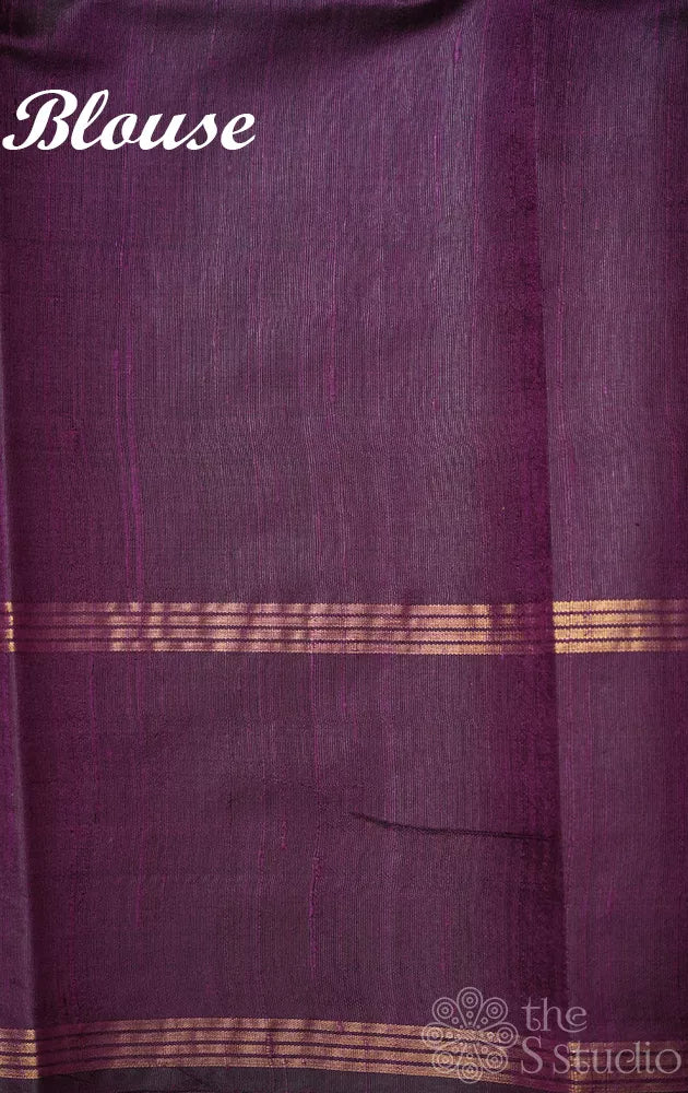 Purple raw silk saree with rettaipet border and zari buttas