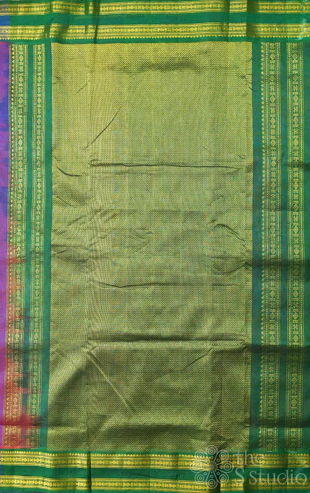 Purple ten yards silk cotton saree with kolam butta