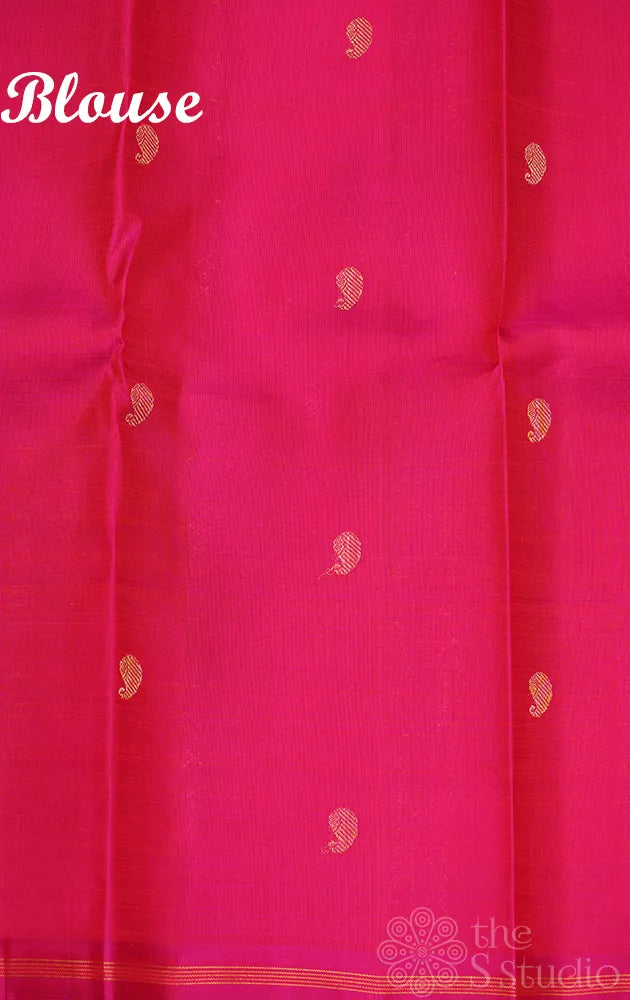 Chutney green kanchipuram silk saree with bird motifs and double pallu