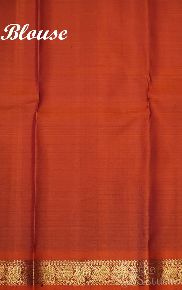 Cocoa brown kanchipuram silk saree with small rust border
