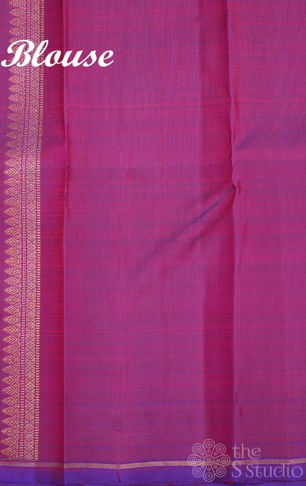 Orange zari checked kanjeevaram silk saree with vansingharam border