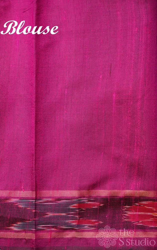 Blue raw silk saree with contrast pallu