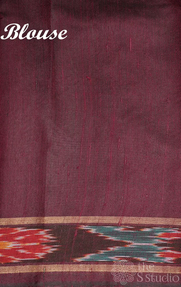 Dark grey raw silk saree with dolabedi design pallu