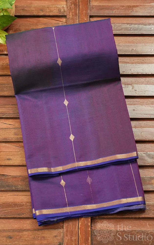 Violet maheshwari silk cotton saree with diamond motifs