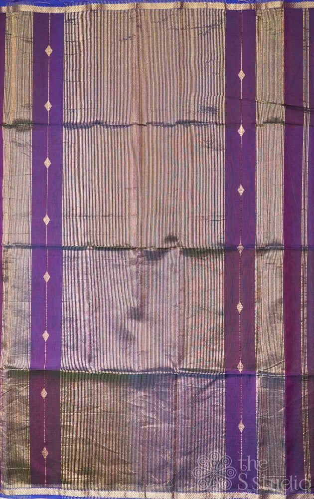 Violet maheshwari silk cotton saree with diamond motifs