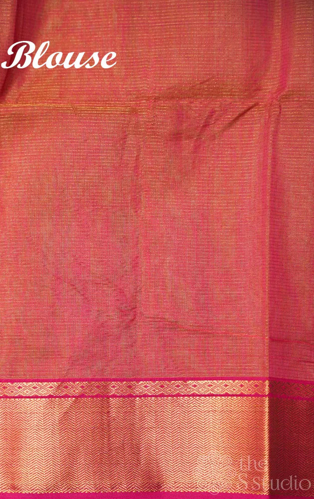 Pista green maheshwari silk saree with small zari checks