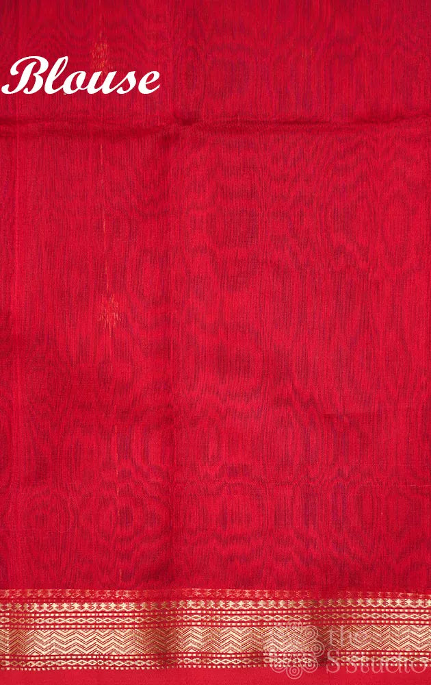 Purple shaded maheshwari silk cotton saree with red zari border