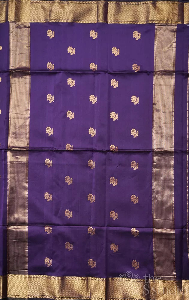 Violet maheshwari silk cotton saree with zari border